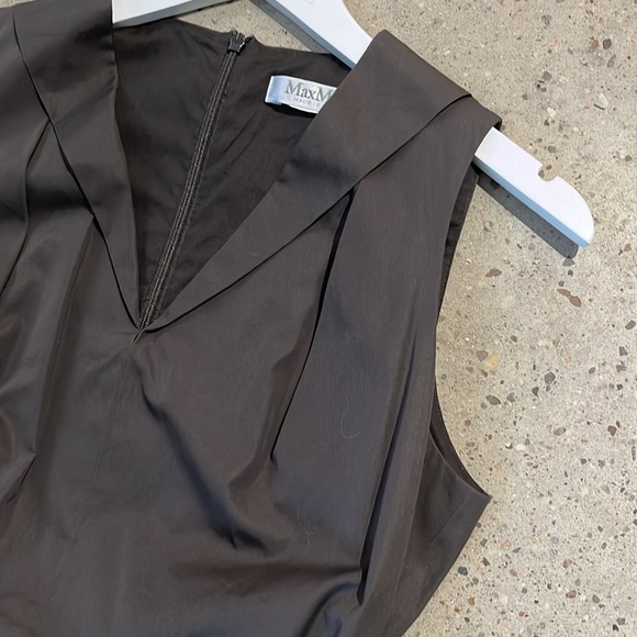 Max Mara SS/17 Dattero Dark Brown Belted Cotton Dress - Picture 4 of 10